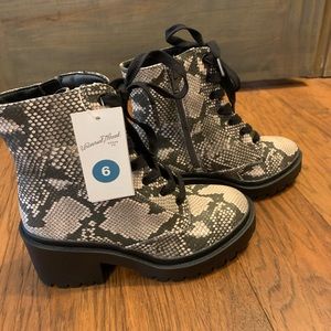 Snakeskin look combat boots